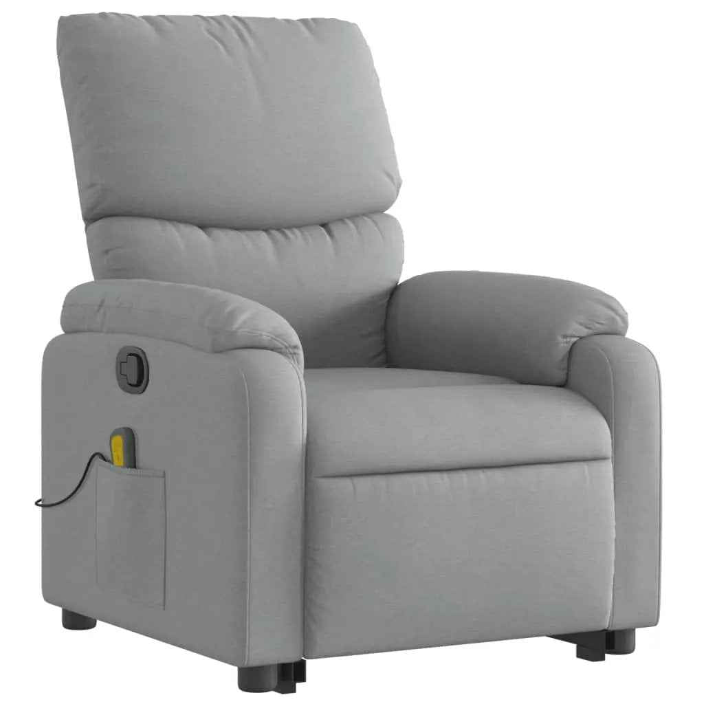 vidaXL Stand up Massage Recliner Chair Light Gray Fabric