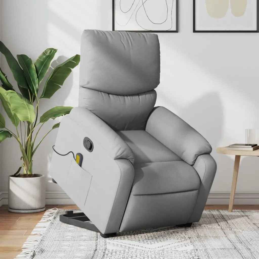 vidaXL Stand up Massage Recliner Chair Light Gray Fabric