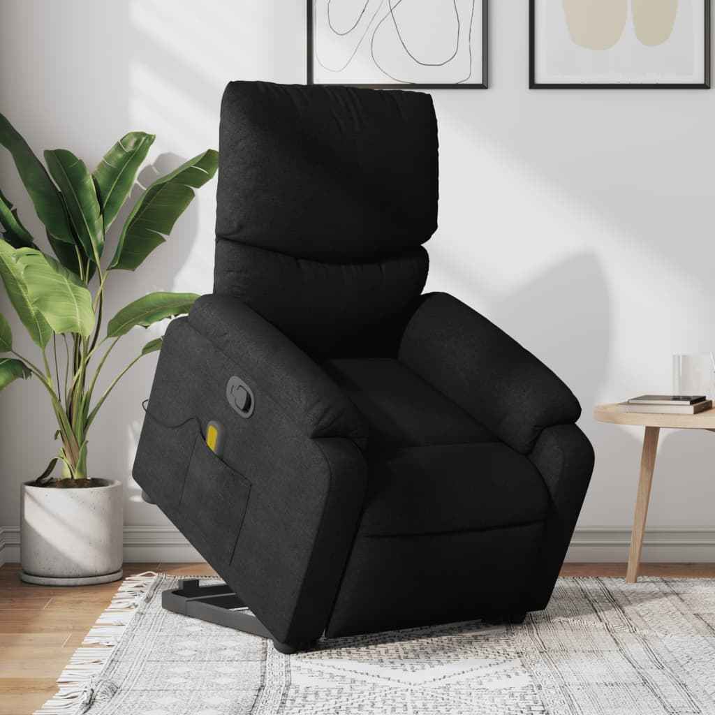 vidaXL Stand up Massage Recliner Chair Black Fabric