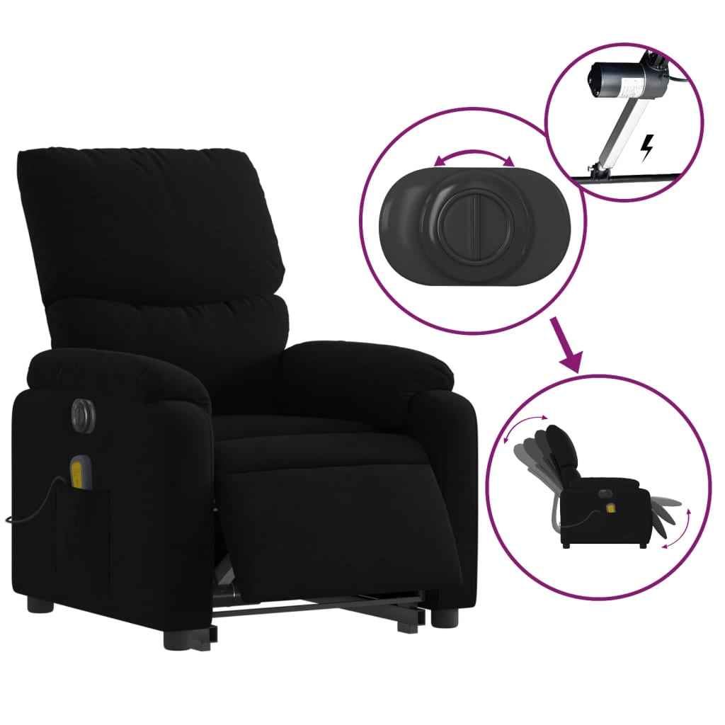 vidaXL Electric Stand up Massage Recliner Chair Black Fabric