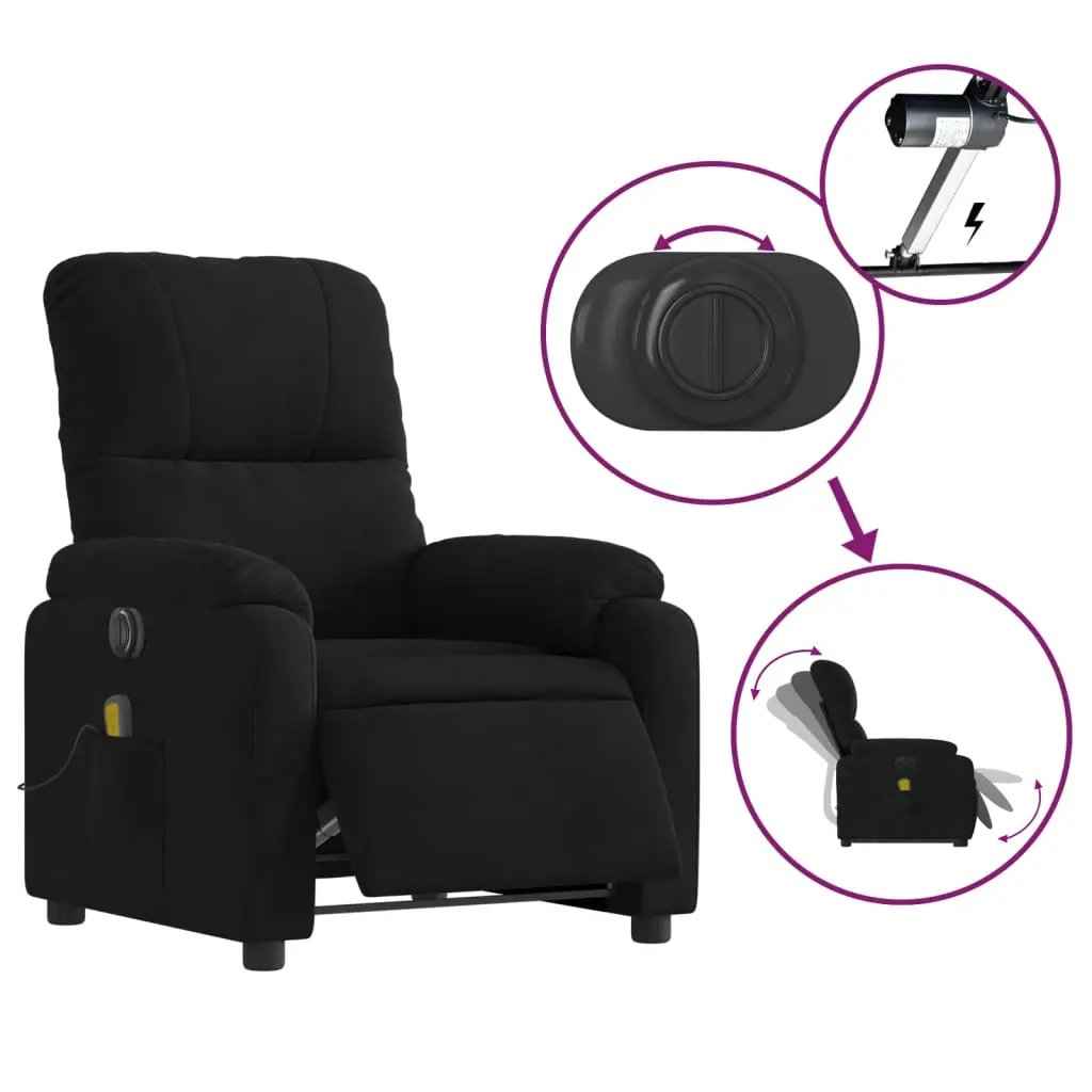 vidaXL Electric Stand up Massage Recliner Chair Black Microfiber Fabric