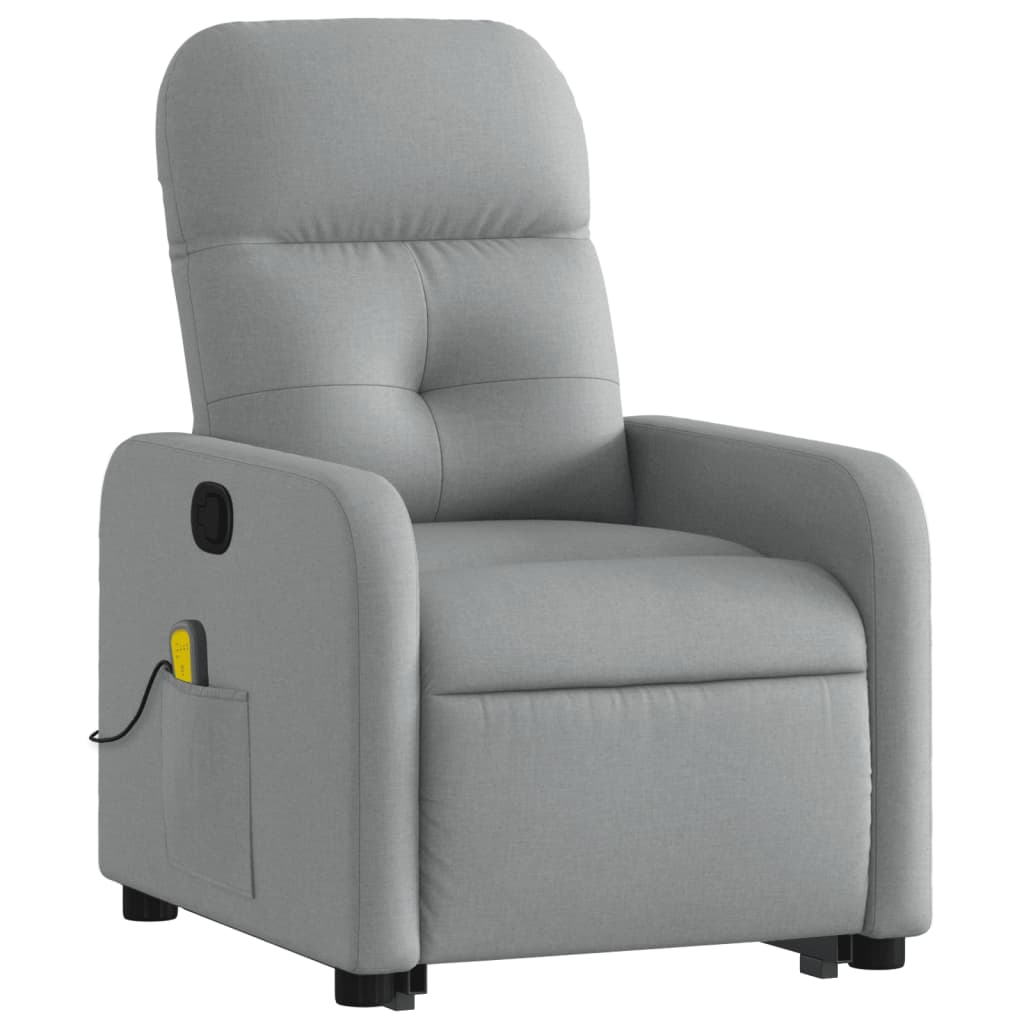 vidaXL Stand up Massage Recliner Chair Light Gray Fabric - One click