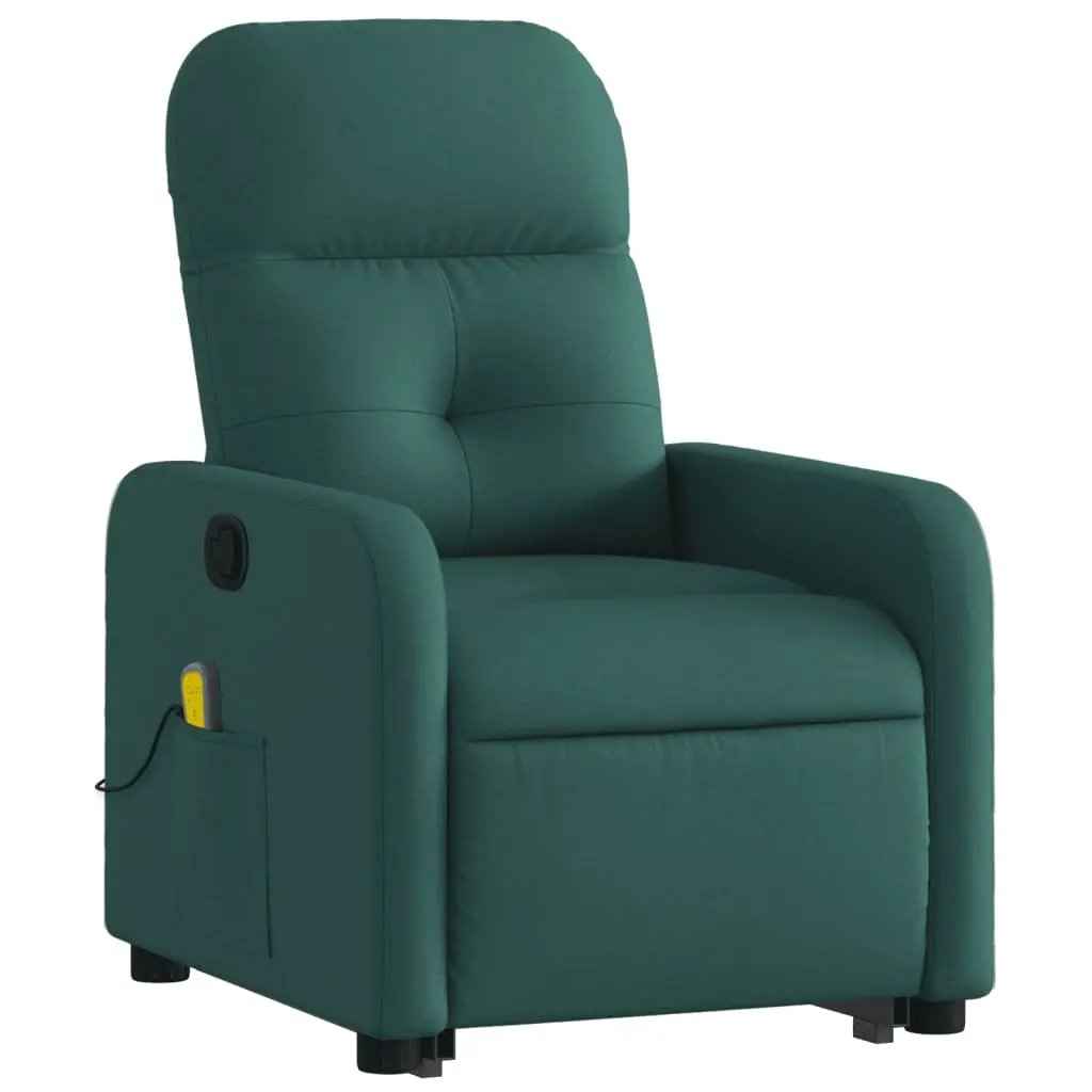 vidaXL Stand up Massage Recliner Chair Dark Green Fabric