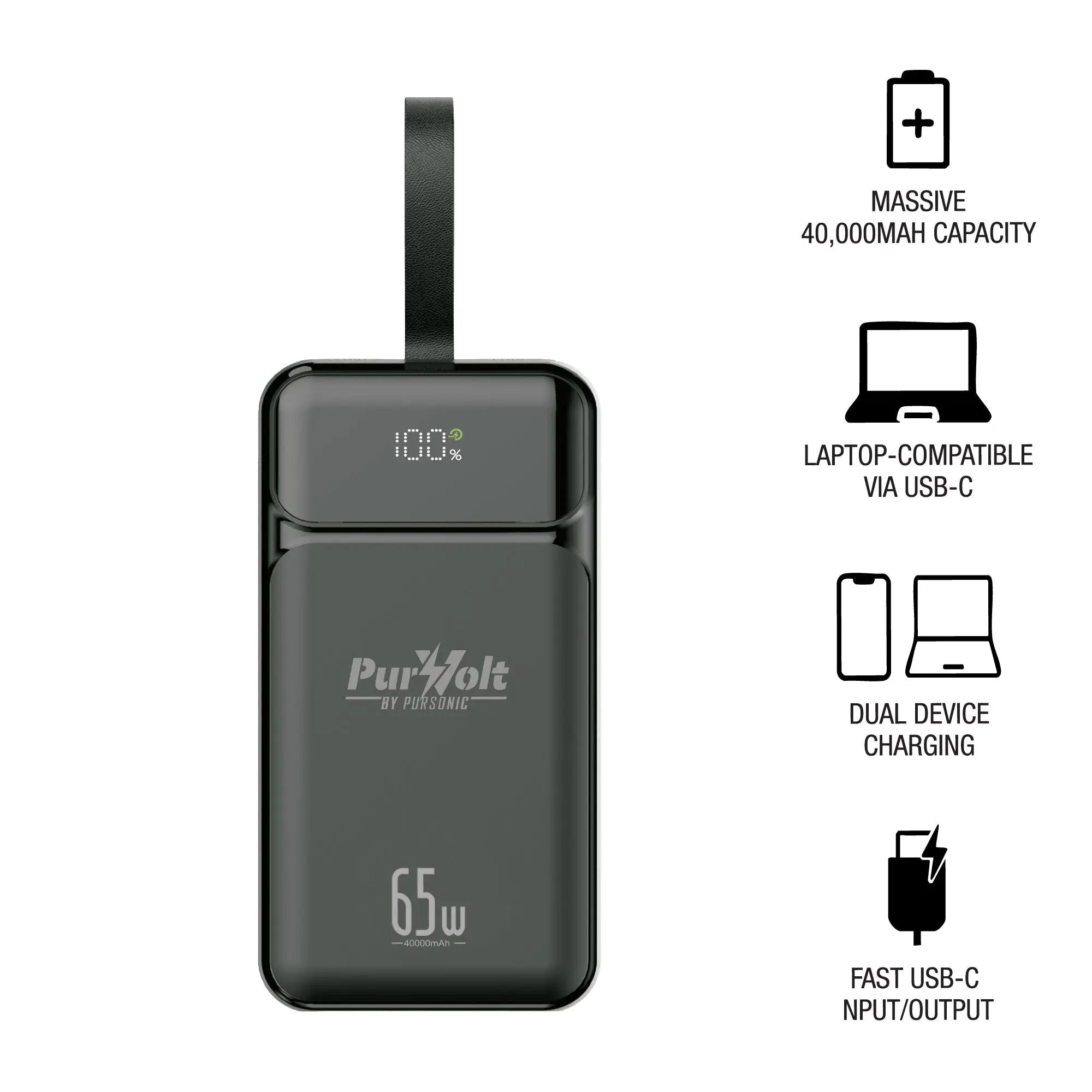 PurVolt 40,000mAh Ultra High-Capacity Power Bank – Powering Laptops, Phones & Beyond - One click