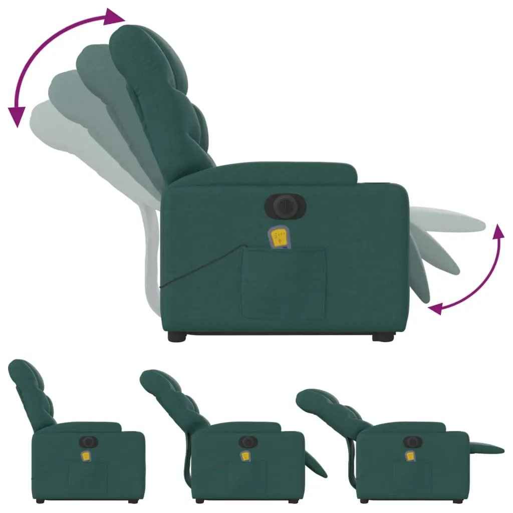 vidaXL Electric Stand up Massage Recliner Chair Dark Green Fabric - One click