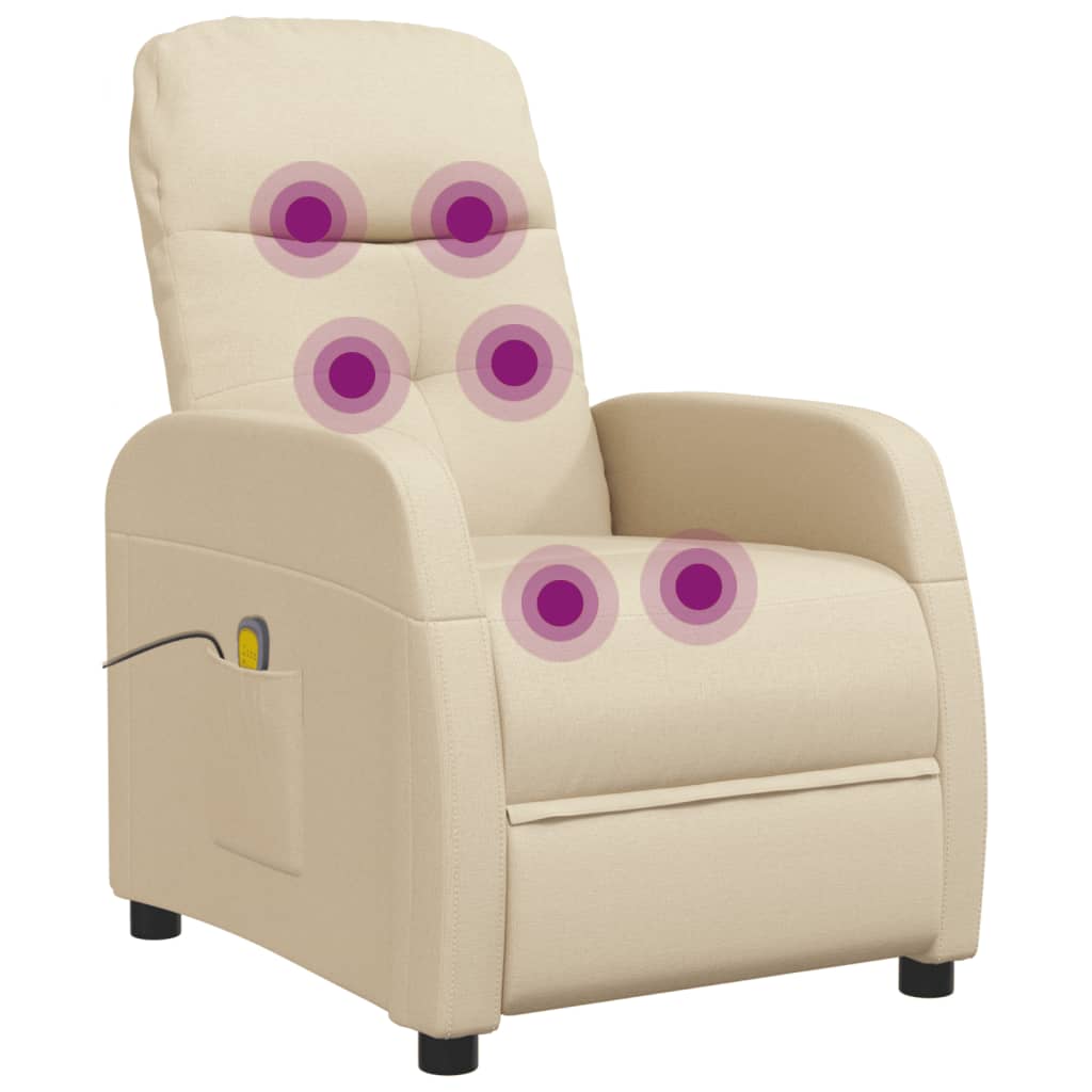 vidaXL Massage Chair Cream Fabric - One click