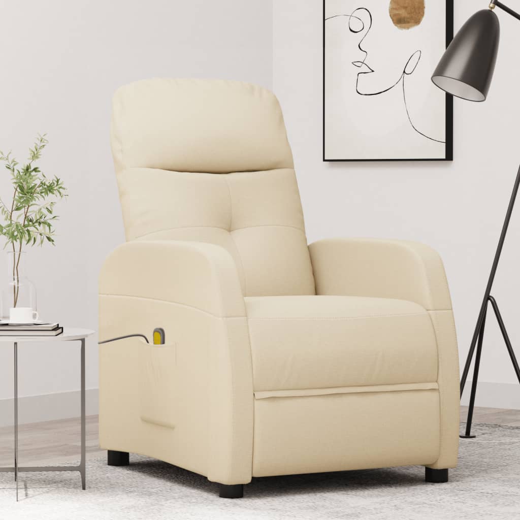 vidaXL Massage Chair Cream Fabric - One click